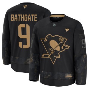Youth Pittsburgh Penguins Andy Bathgate Fanatics Premium 2024 Military Appreciation Practice Jersey - Black