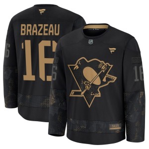 Youth Pittsburgh Penguins Justin Brazeau Fanatics Premium 2024 Military Appreciation Practice Jersey - Black