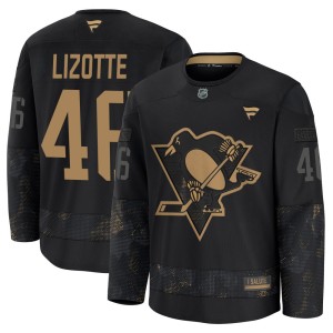 Youth Pittsburgh Penguins Blake Lizotte Fanatics Premium 2024 Military Appreciation Practice Jersey - Black