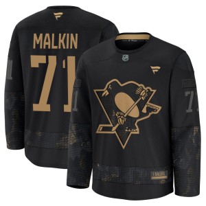 Youth Pittsburgh Penguins Evgeni Malkin Fanatics Premium 2024 Military Appreciation Practice Jersey - Black