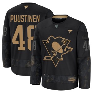 Youth Pittsburgh Penguins Valtteri Puustinen Fanatics Premium 2024 Military Appreciation Practice Jersey - Black