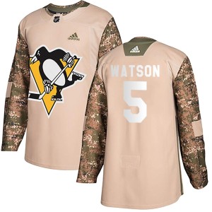 Youth Pittsburgh Penguins Bryan Watson Adidas Authentic Veterans Day Practice Jersey - Camo
