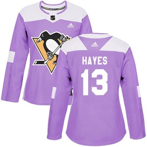 Women's Pittsburgh Penguins Kevin Hayes Adidas Authentic Fights Cancer Practice Jersey - Purple