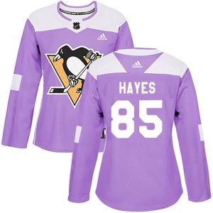Women's Pittsburgh Penguins Avery Hayes Adidas Authentic Fights Cancer Practice Jersey - Purple
