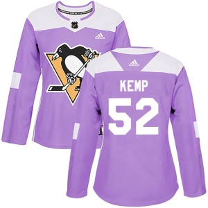 Women's Pittsburgh Penguins Philip Kemp Adidas Authentic Fights Cancer Practice Jersey - Purple