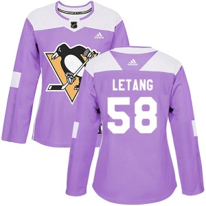 Women's Pittsburgh Penguins Kris Letang Adidas Authentic Fights Cancer Practice Jersey - Purple