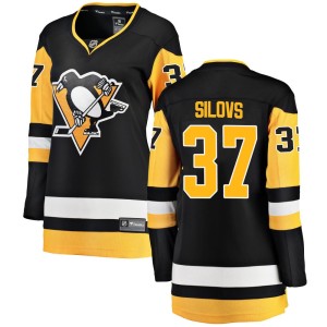 Women's Pittsburgh Penguins Arturs Silovs Fanatics Branded Breakaway Home Jersey - Black