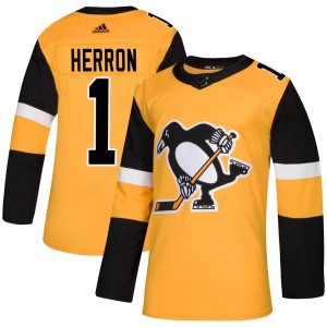 Men's Pittsburgh Penguins Denis Herron Adidas Authentic Alternate Jersey - Gold