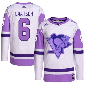 Youth Pittsburgh Penguins Daniel Laatsch Adidas Authentic Hockey Fights Cancer Primegreen Jersey - White/Purple