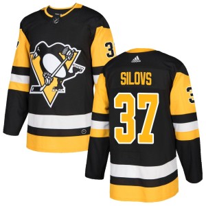 Men's Pittsburgh Penguins Arturs Silovs Adidas Authentic Home Jersey - Black