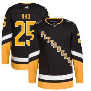 Men's Pittsburgh Penguins Sebastian Aho Adidas Authentic 2021/22 Alternate Primegreen Pro Player Jersey - Black
