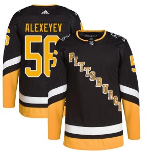 Men's Pittsburgh Penguins Alexander Alexeyev Adidas Authentic 2021/22 Alternate Primegreen Pro Player Jersey - Black
