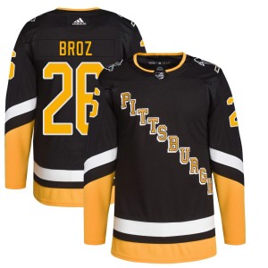 Men's Pittsburgh Penguins Tristan Broz Adidas Authentic 2021/22 Alternate Primegreen Pro Player Jersey - Black