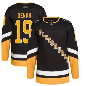Men's Pittsburgh Penguins Connor Dewar Adidas Authentic 2021/22 Alternate Primegreen Pro Player Jersey - Black