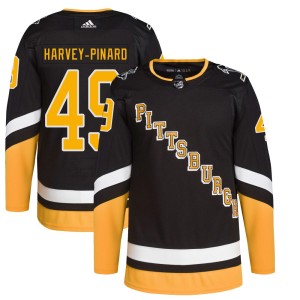 Men's Pittsburgh Penguins Rafael Harvey-Pinard Adidas Authentic 2021/22 Alternate Primegreen Pro Player Jersey - Black