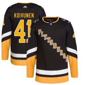 Men's Pittsburgh Penguins Ville Koivunen Adidas Authentic 2021/22 Alternate Primegreen Pro Player Jersey - Black