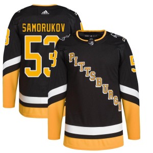 Men's Pittsburgh Penguins Dmitri Samorukov Adidas Authentic 2021/22 Alternate Primegreen Pro Player Jersey - Black