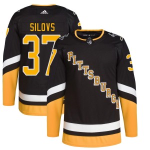 Men's Pittsburgh Penguins Arturs Silovs Adidas Authentic 2021/22 Alternate Primegreen Pro Player Jersey - Black