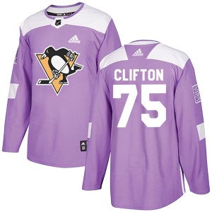Youth Pittsburgh Penguins Connor Clifton Adidas Authentic Fights Cancer Practice Jersey - Purple