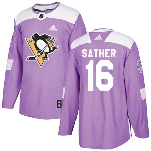 Youth Pittsburgh Penguins Glen Sather Adidas Authentic Fights Cancer Practice Jersey - Purple