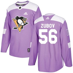 Youth Pittsburgh Penguins Sergei Zubov Adidas Authentic Fights Cancer Practice Jersey - Purple