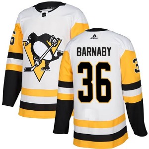 Men's Pittsburgh Penguins Matthew Barnaby Adidas Authentic Away Jersey - White