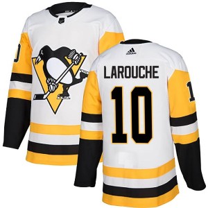 Men's Pittsburgh Penguins Pierre Larouche Adidas Authentic Away Jersey - White