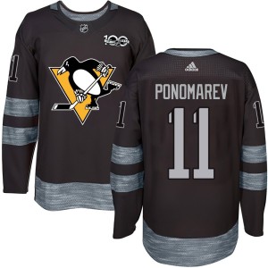 Men's Pittsburgh Penguins Vasily Ponomarev Authentic 1917-2017 100th Anniversary Jersey - Black