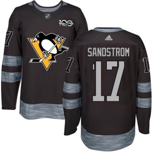 Men's Pittsburgh Penguins Tomas Sandstrom Authentic 1917-2017 100th Anniversary Jersey - Black