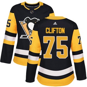 Women's Pittsburgh Penguins Connor Clifton Adidas Authentic Home Jersey - Black