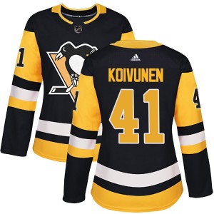 Women's Pittsburgh Penguins Ville Koivunen Adidas Authentic Home Jersey - Black