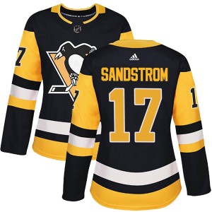 Women's Pittsburgh Penguins Tomas Sandstrom Adidas Authentic Home Jersey - Black