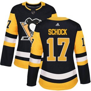 Women's Pittsburgh Penguins Ron Schock Adidas Authentic Home Jersey - Black