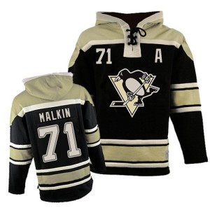 Men's Pittsburgh Penguins Evgeni Malkin Authentic Old Time Hockey Sawyer Hooded Sweatshirt - Black