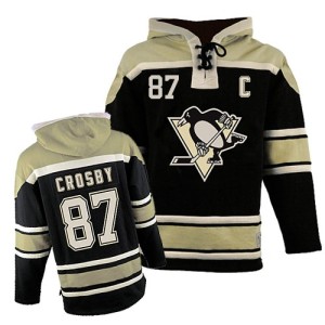 Men's Pittsburgh Penguins Sidney Crosby Authentic Old Time Hockey Sawyer Hooded Sweatshirt - Black